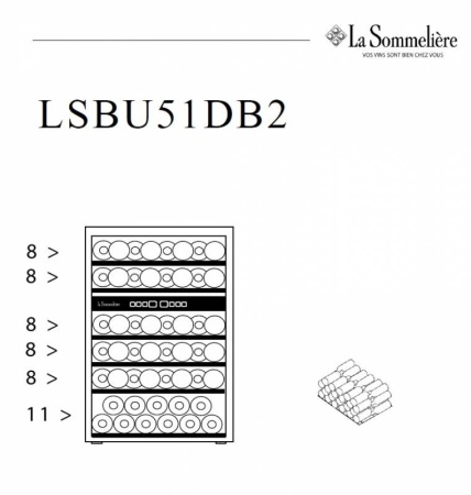 Встраиваемый двухзонный винный шкаф LaSommeliere LSBU51DB2