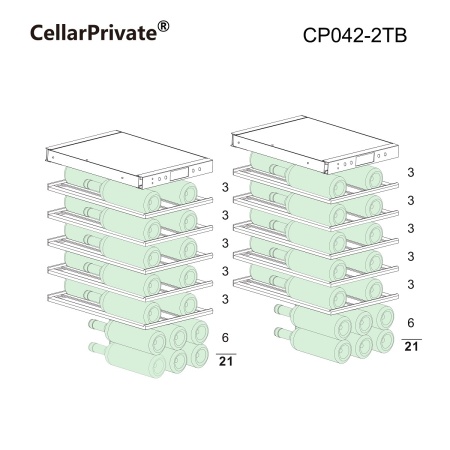 Винный шкаф Cellar Private CP042-2TB компрессорный двухзонный под столешницу