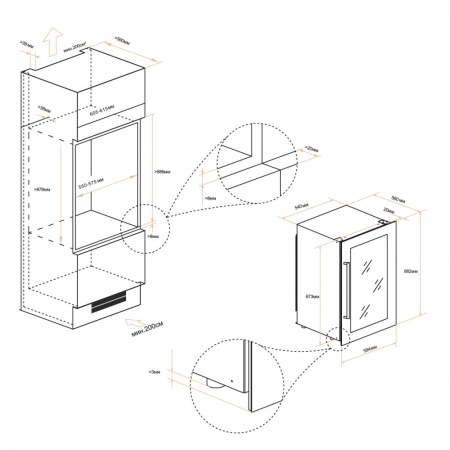 Винный шкаф Meyvel MV42-KBB2 двухзонный встраиваемый в колонну