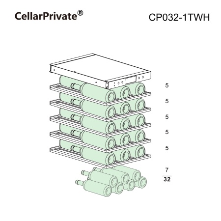 Винный шкаф CellarPrivate CP032-1TWH белый со скрытой ручкой