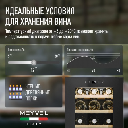 Винный шкаф Meyvel MV15-KBF1 компрессорный отдельностоящий