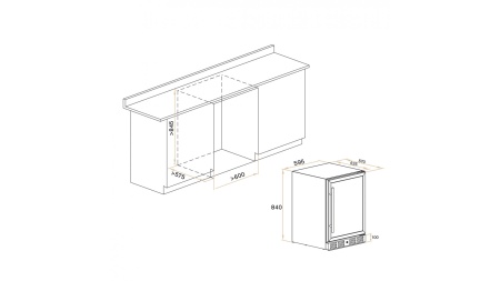 Винный шкаф Meyvel MV46-KBT2 двухзонный под столешницу