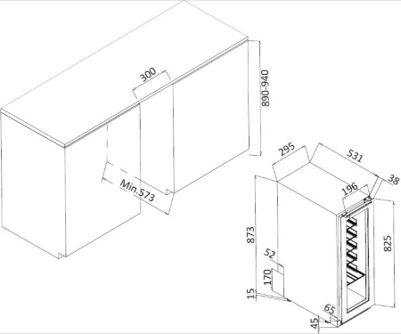 Монотемпературный винный шкаф Avintage AVU25SXMO