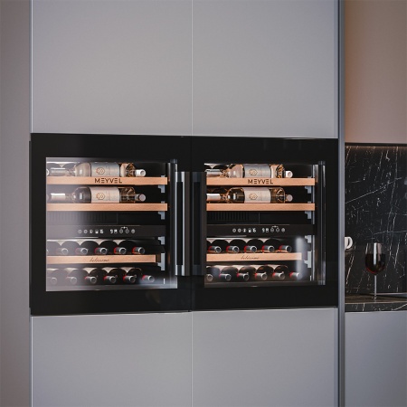 Винный шкаф MV26PRO-KBB2 двухзонный встраиваемый в колонну