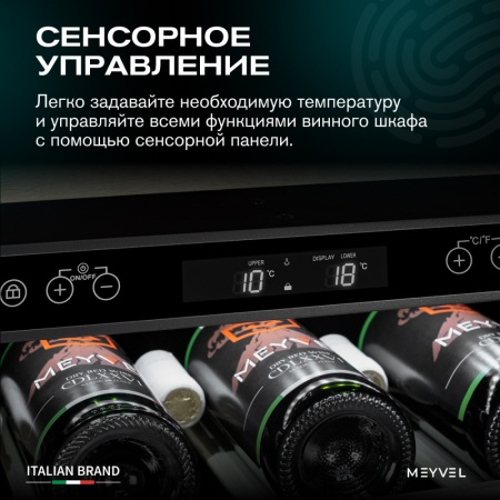 Винный шкаф Meyvel  MV46PRO-KBT2 двухзонный под столешницу