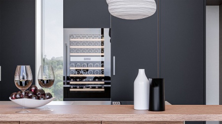 Винный шкаф Meyvel MV42-KBB2 двухзонный встраиваемый в колонну