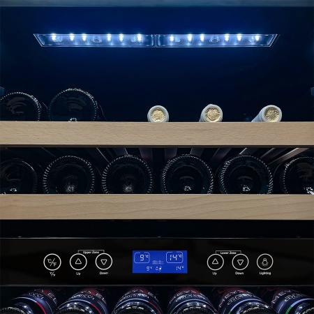Винный шкаф Meyvel MV42-KSB2 двухзонный встраиваемый в колонну