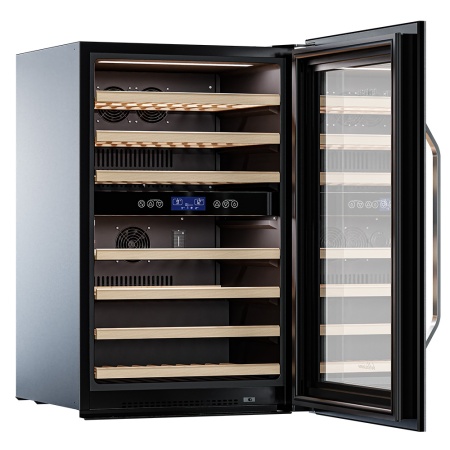 Винный шкаф Meyvel MV42-KSB2 двухзонный встраиваемый в колонну