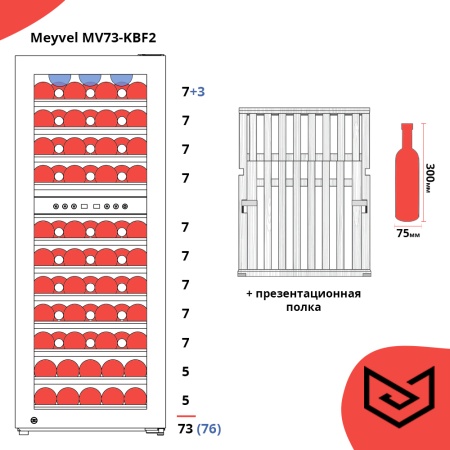 Винный шкаф Meyvel MV73-KBF2 двухзонный отдельностоящий