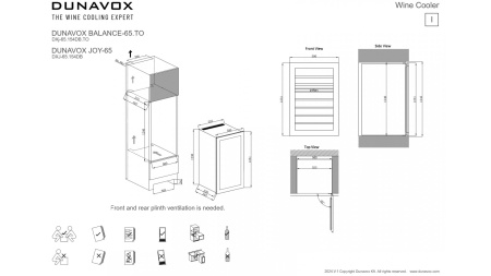 Винный шкаф Dunavox DXB-65.154DB.TO открытие нажатием, в колонну