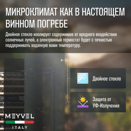 Винный шкаф Meyvel MV42-KBB2 двухзонный встраиваемый в колонну