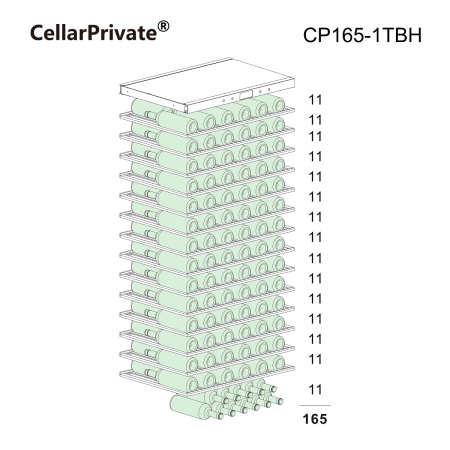 Винный шкаф Cellar Private CP165-1TBH чёрный со скрытой ручкой