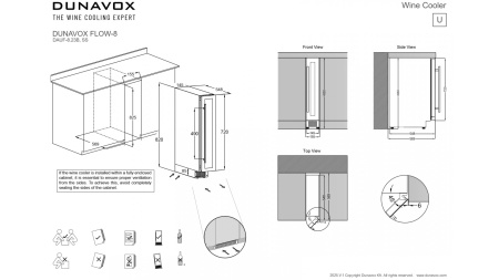 Винный шкаф Dunavox DAUF-8.23SS компрессорный узкий под столешницу