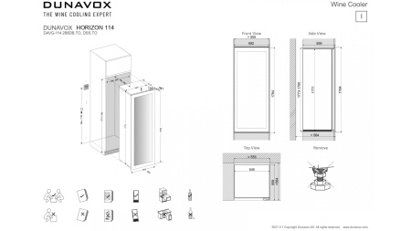 Винный шкаф Dunavox DAVG-114.288DOP.TO навесной фасад, в колонну