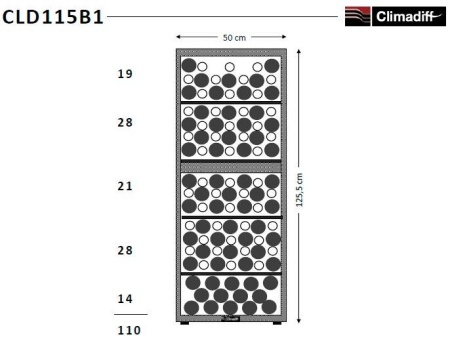 Двухзонный винный шкаф Climadiff  CLD115B1