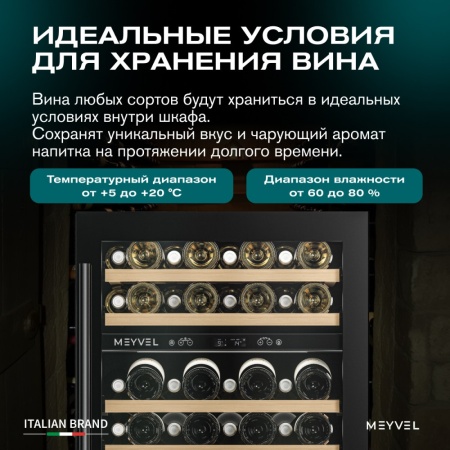 Винный шкаф Meyvel  MV46PRO-KBT2 двухзонный под столешницу