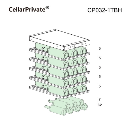 Винный шкаф CellarPrivate CP032-1TBH чёрный со скрытой ручкой